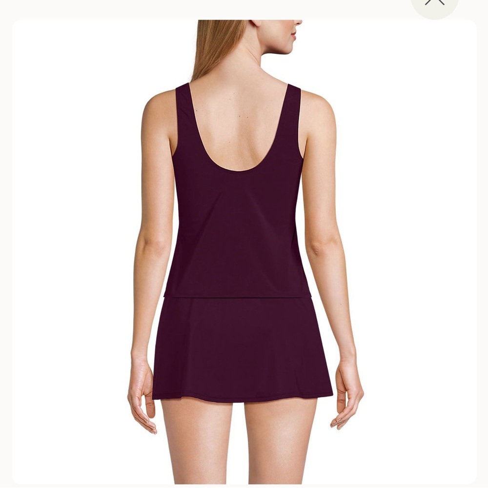 Lands end Slender Suit Wrap Tankini Top dark wine2 piece - Picture 8 of 8